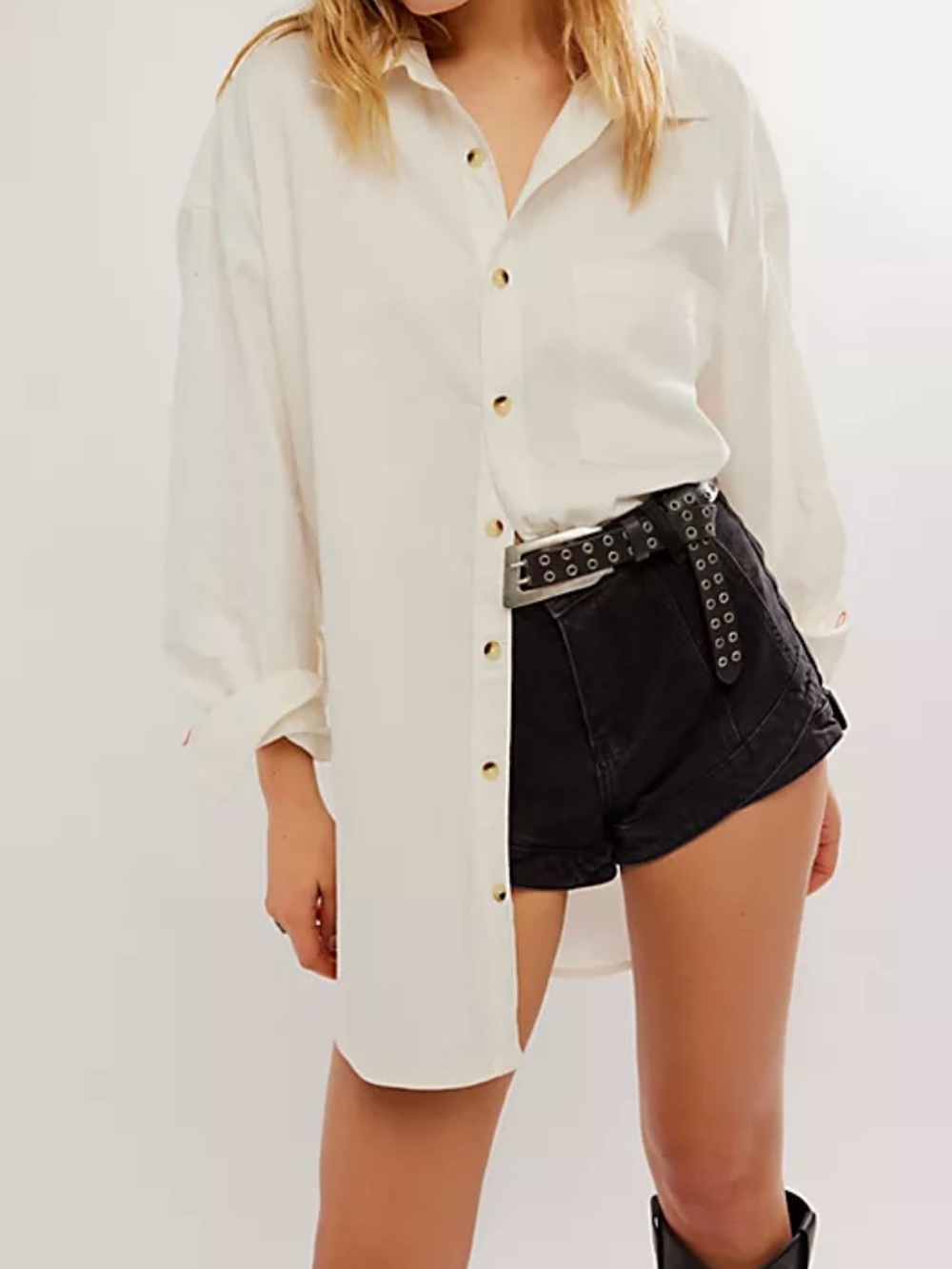 Free People We the Free Freddy Shirt Size XL RT $108 Optic White